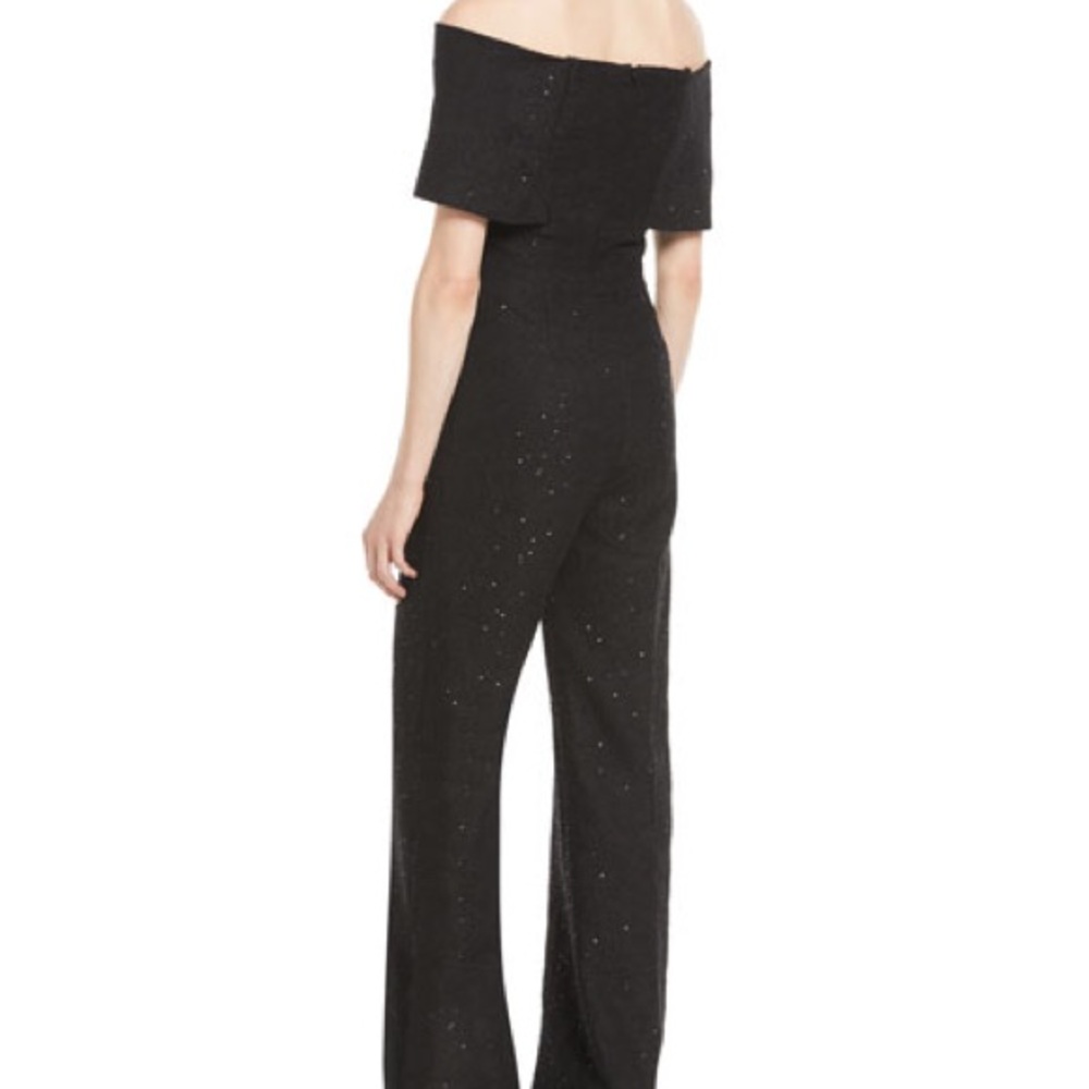 Lela Rose Sequin Embroidered Tweed Jumpsuit